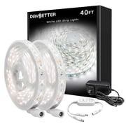 DAYBETTER 40ft White LED Strip Lights, 6500K Bright Daylight White Dimmable LED Strip Lights, App & 3-Button Control, Flexible Indoor LED Lighting for Kitchen Cabinets, Bedroom, Home Decoration