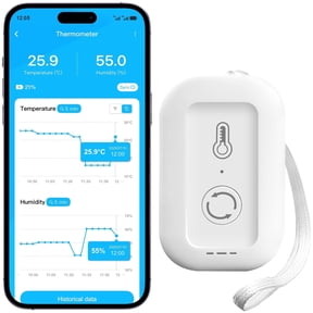 DAYBETTER WiFi Indoor Thermohygrometer, Smart Temperature Humidity Sensor with Phone App Digital Display, App Notification Alert & Data Storage, Remote Monitor for Bedroom Closet Greenhouse Home