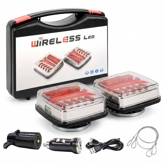 DAYBETTER Wireless Trailer Lights Magnetic, 12-24V Led Wireless Tail Lights for Trailer, Rechargeable Towing Light Kit with Strong Magnets Base for Trucks RV Camper Boat Caravan Vehicle