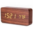 thumbnail image 1 of DAYBETTER Wooden Digital Alarm Clocks for Bedrooms, USB Port & Battery Powered, Loud Alarm Clock for Heavy Sleepers,Dimmer, 3 Alarms, Sound Control, Temperature, 12/24H, Brown, 1 of 7