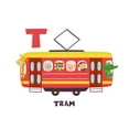 thumbnail image 1 of DAYCARE - Educational Vinyl Art Letter T Alphabet Child Care Wall Decal Sticker Tram Train Transport Animals Design Multicolored Kids Nursery Wall Decal 20" x 16", 1 of 3