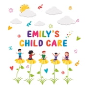 DAYCARE - Giant Flowers & Plants Decoration Children Nature Art Design Removable Vinyl Wall Decal - Kids Playroom Daycare Multicolored Personalized Name Lettering Art Wall Decor Sticker 18 x 20