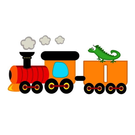 DAYCARE - Kids Nursery Kindergarten Iguana Reptile Animal Train Vinyl Art Decoration Letter I Alphabet Design Multicolored Child Care Wall Decal Sticker 40" x 20"