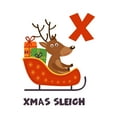 thumbnail image 1 of DAYCARE - Letter X Alphabet Educational Art Decoration Sticker Multicolored X-Mas Sleigh Rein Deer Animal Design Kids Nursery Child Care Wall Decal 16" x 20", 1 of 3