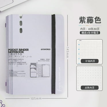 DAYEH A7 Loose-leaf Business Office Notebook Journal 40 Sheets Pocket Binder Diary Journal Planner Notebook School Stationery