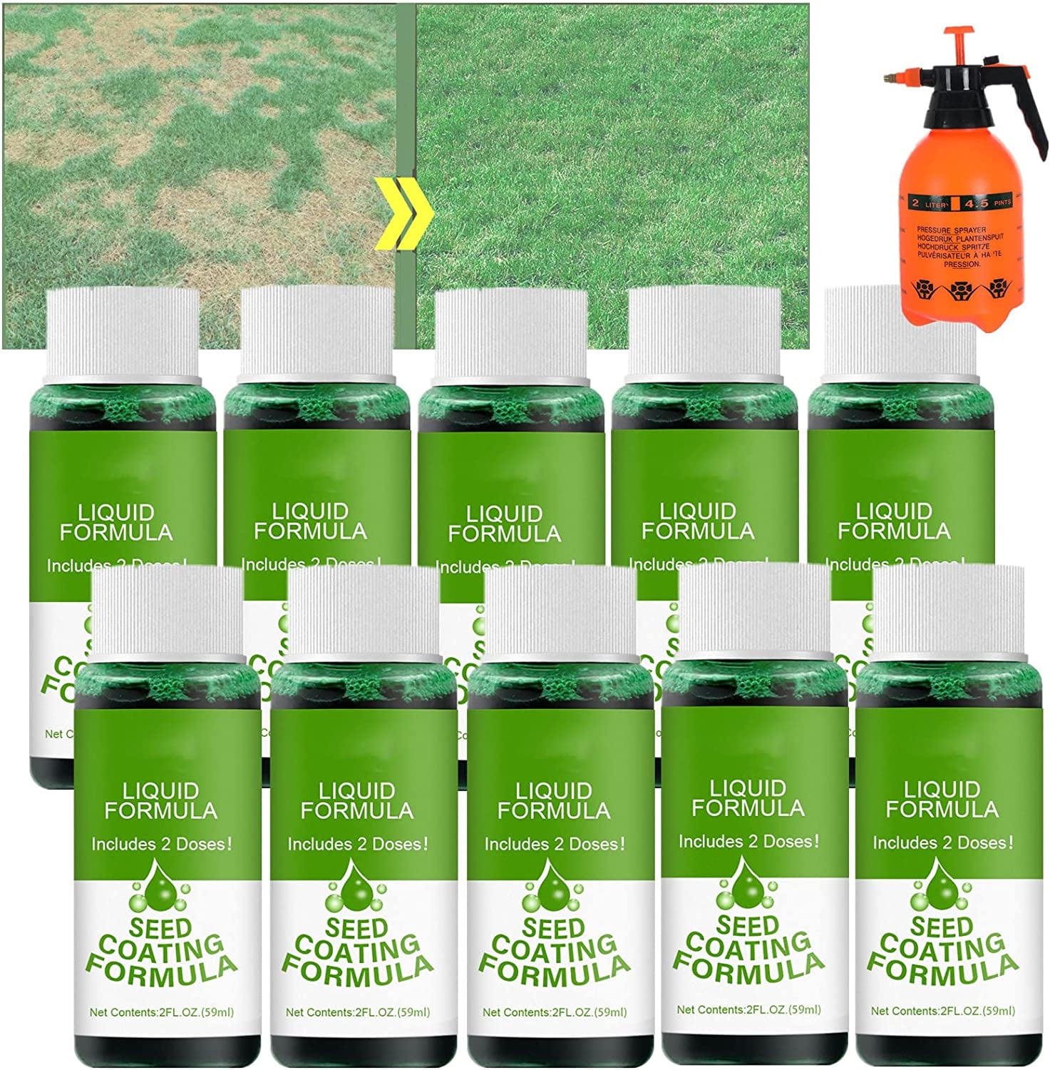 DAYI 10pcs Liquid Grass Seed Spray for Lawn, Green Grass Lawn Spray