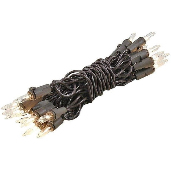 DAYI 8.5 Feet 20 Bulb Clear Mini Light String on Brown Wire, Non-Connectable Incandescent Fairy Lights for Bottles and Crafts, 4" Bulb Spacing, 24" Lead, Stackable Fused Plug