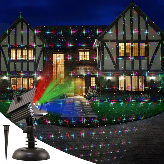 DAYI Christmas Projector Lights Outdoor, Christmas Laser Projector Light with 6 Themes, Remote, Speed Control, Timer & Multiple Modes for Christmas, Party, Garden Decoration