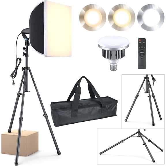 DAYI DAYIstore Softbox Photography Lighting Kit with Professional 85W LED Bulbs, Studio Lights for Photography/Video Recording/Live Streaming (16'' x 16'' Professional Softbox Lighting Kit)