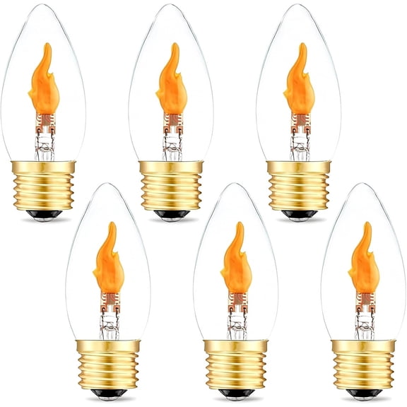 DAYI Flickering Light Bulbs E26 Base LED Fire Effect Flicker Flame, LED Flame Bulb for Home Decoration, 6 Pack (1 Mode)