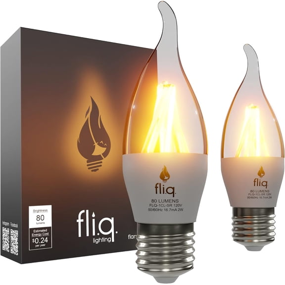 DAYI | LED Flame Light Bulb | 2 Pack | 2W | 4 Modes | Flickering Flame Bulb | 2023 Release | (Standard Clear E26)