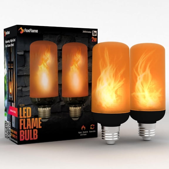 DAYI Medium Flame LED Flickering Light Bulbs-E26 Base Patented Realistic Flame Light Bulbs Effect,120-220V AC,IP65 Waterproof Fire Light Bulb,Fixture,Sconce (2 Pack,2000K Warm Glow)