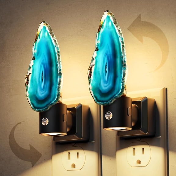DAYI Night Light, Night Lights Plug into Wall, Agate Nightlight Rotating, Dimmable Dusk to Dawn Sensor, Healing Stone Agate Decorative Nightlight for Bedroom,Living Room[2 Pack]