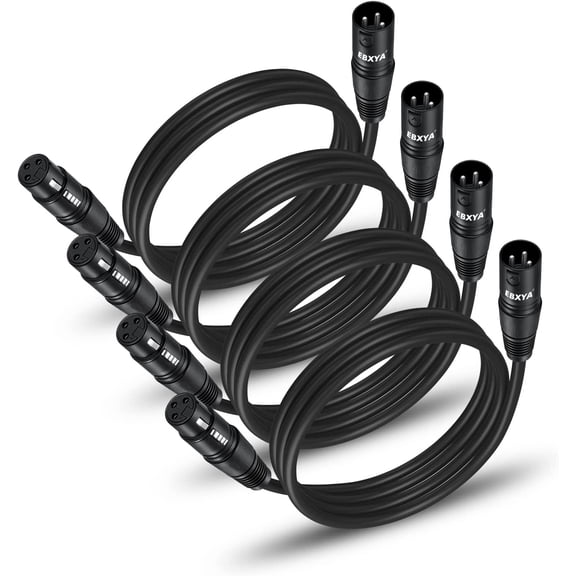DAYI XLR Cable 3 Ft 4 Pack, Premium XLR Male to Female Microphone Patch Cables 3 Pin Mic Cords DMX512 Lighting Cable Compatible with Speakers, Mixer, Stage Lighting