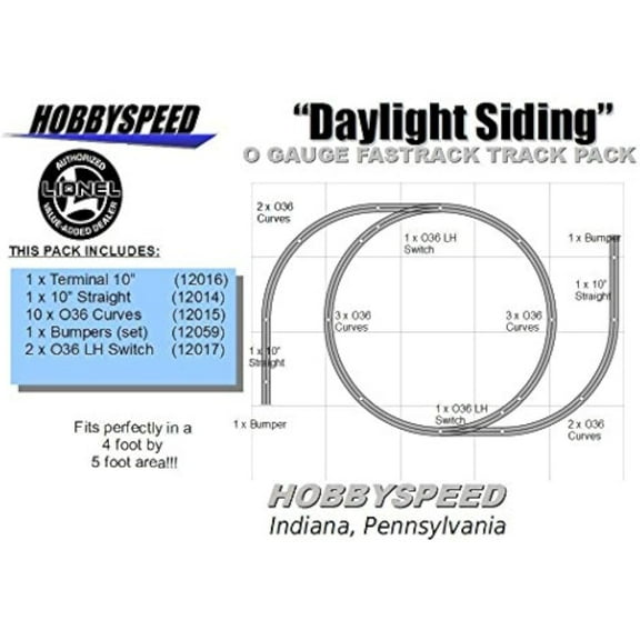 DAYLIGHT SIDING TRACK LAYOUT train pack 4' X 5' o gauge