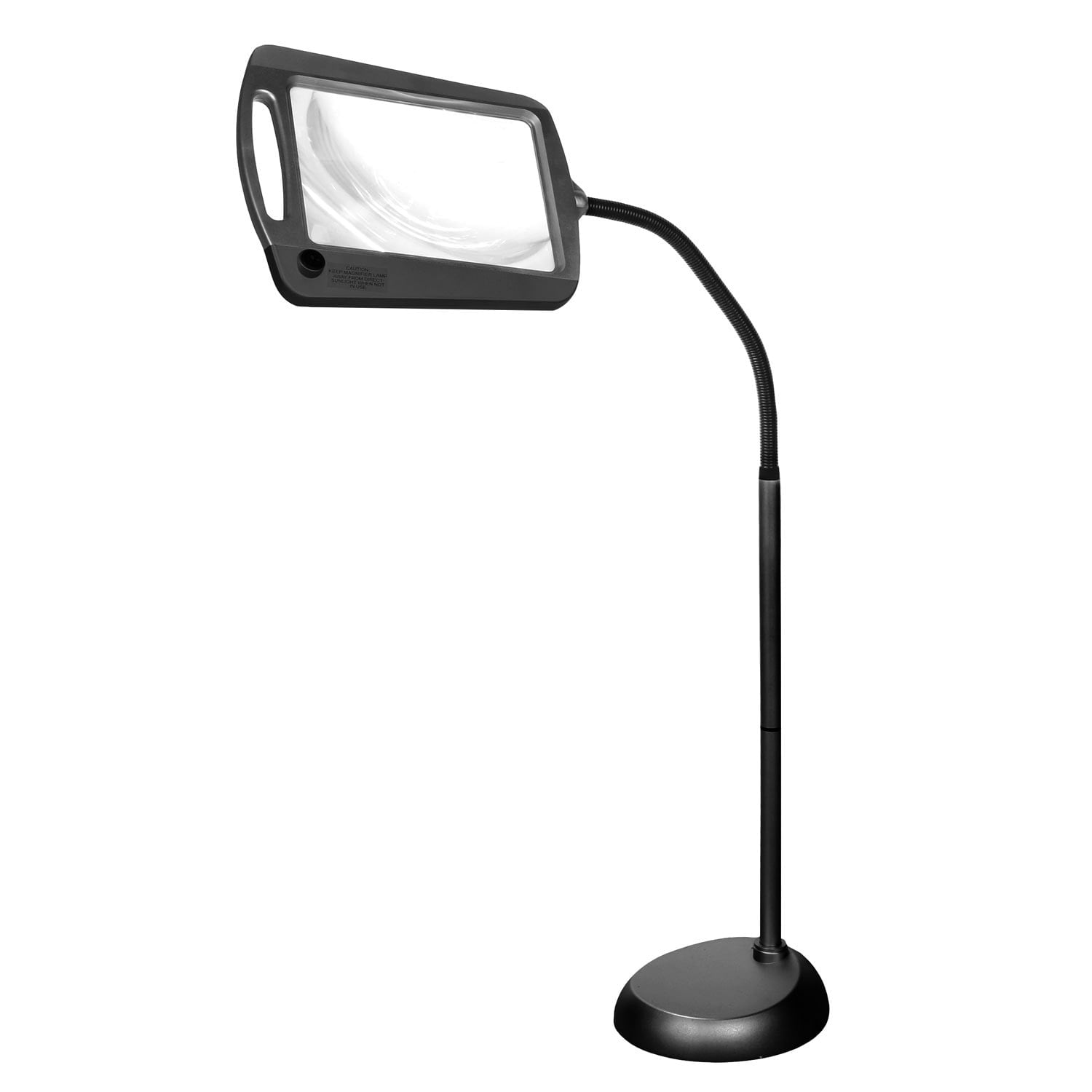 Adjustable Black LED Magnifier Floor Lamp with Swing Arm