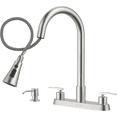 thumbnail image 1 of DAYONE 2 Handle Kitchen Faucet with Pull Down Sprayer, 4 Holes Sink Faucets for Kitchen/RV with Soap Dispenser Stainless Steel, Brushed Nickel, 1 of 7