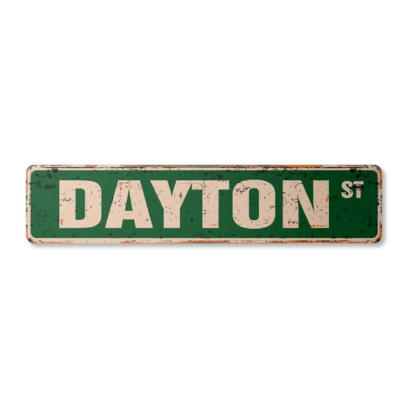 DAYTON Vintage Plastic Street Sign Childrens Name Room Sign | Indoor/Outdoor | 18" Wide