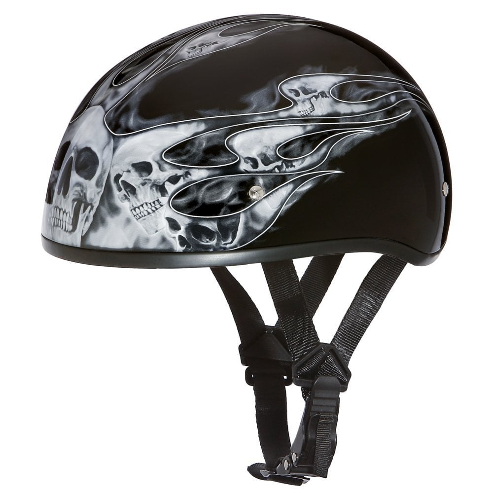 DAYTONA DOT Slim Line Skull Cap 1/2 Half Motorcycle Helmet