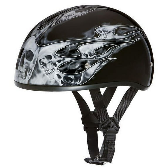DAYTONA DOT Slim Line Skull Cap 1/2 Half Motorcycle Helmet Graphics 21 Styles