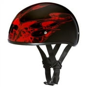 DAYTONA DOT Slim Line Skull Cap 1/2 Half Motorcycle Helmet Graphics 21 Styles