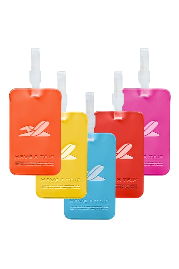 5 Pack Luggage Tags for Suitcases, Flexible Silicone Travel ID Identification Labels Set for Bags & Baggage (mixed color)
