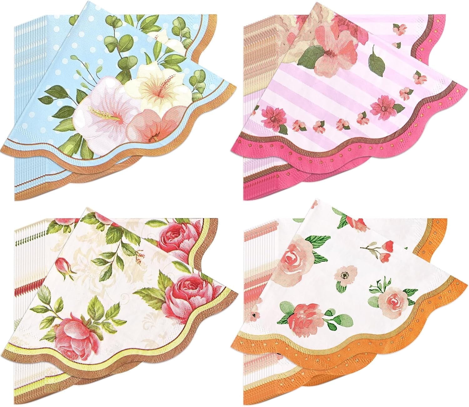 DAZLUT 100 PCS Floral Shape Napkins,Disposable Paper Cocktail Napkins ...