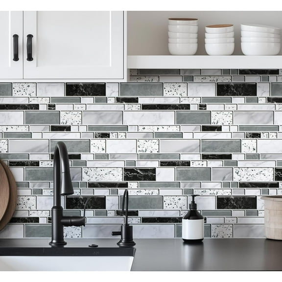 DAZLUT Brick Wallpaper Self-Adhesive Peel and Stick Wallpaper Black and Gray Waterproof and Removable Contact Paper for Home Decoration and Furniture Renovation, 17.7"x 118"