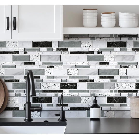DAZLUT Brick Wallpaper Self-Adhesive Peel and Stick Wallpaper Black and Gray Waterproof and Removable Contact Paper for Home Decoration and Furniture Renovation, 17.7"x 394"