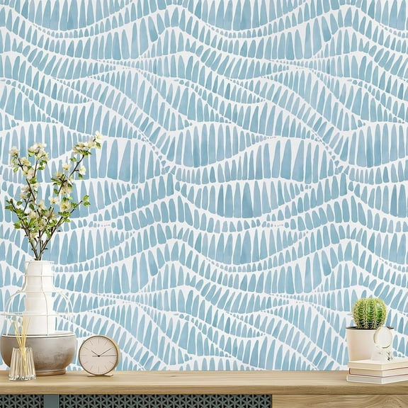 DAZLUT Modern Peel and Stick Wallpaper Self Adhesive Wallpaper Boho Contact Paper Blue Geometric Wallpaper Removable Decorative Wallpaper for Bedroom Bathroom Cabinets Decor Vinyl,17.3" x 590"