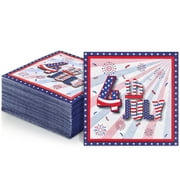 DAZLUTE 100 PCS 4th of July Paper Napkins,Disposable Paper Napkins Independence Day Patriotic Party Supplies
