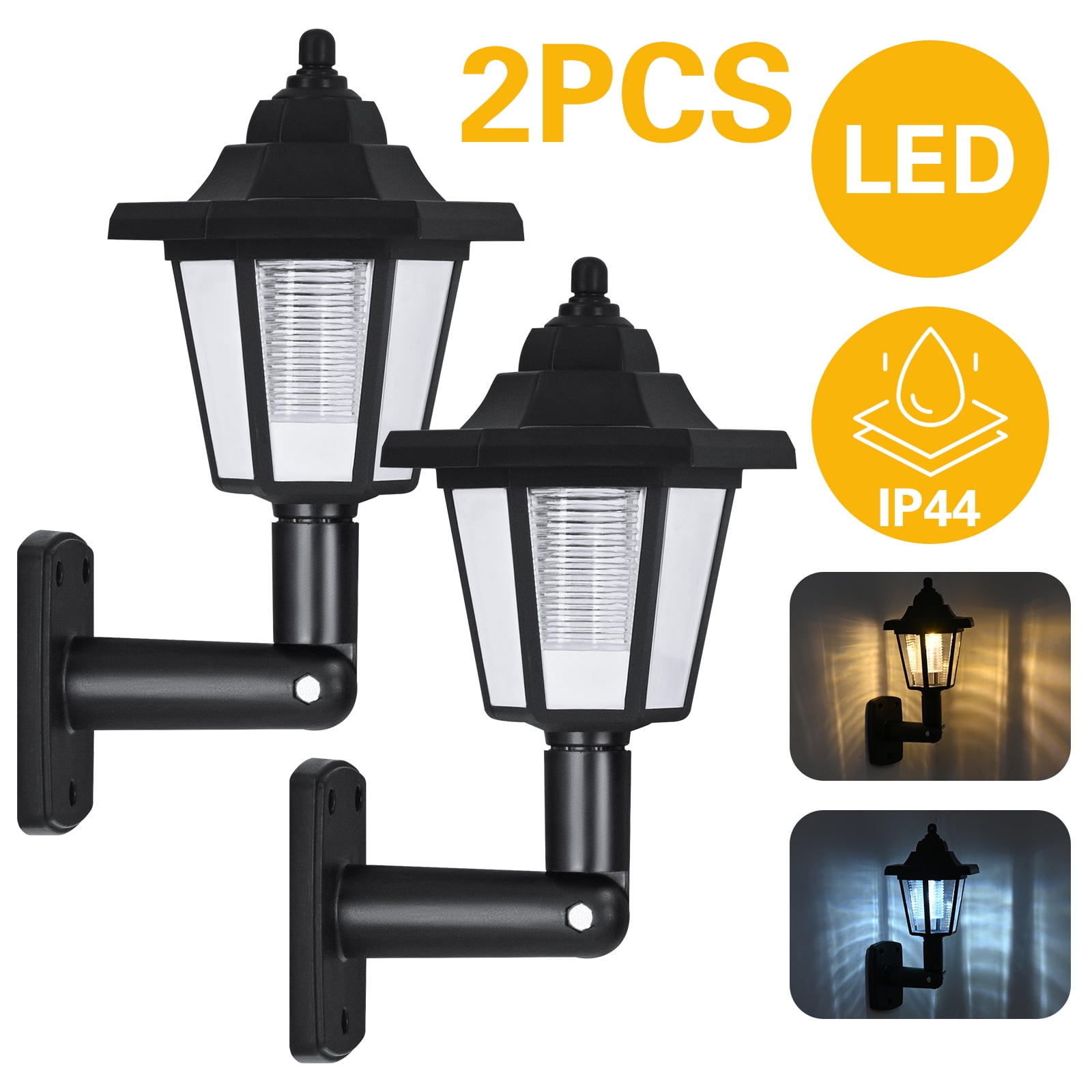 DAZLUTE 2 Pack Outdoor Solar Wall Lights, Solar Motion Sensor Wall Lamp,Solar Landscape Walllights, Waterproof LED Wall Lights for Outside Fence Yard Garden Pathway (White Light)