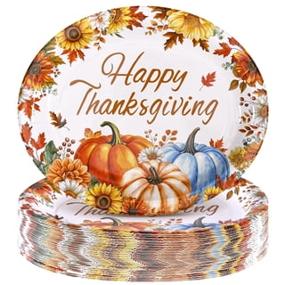Ktinnead 50pcs Fall Paper Plates Disposable Dinnerware for Thanksgiving and Fall Decorations Party Supplies