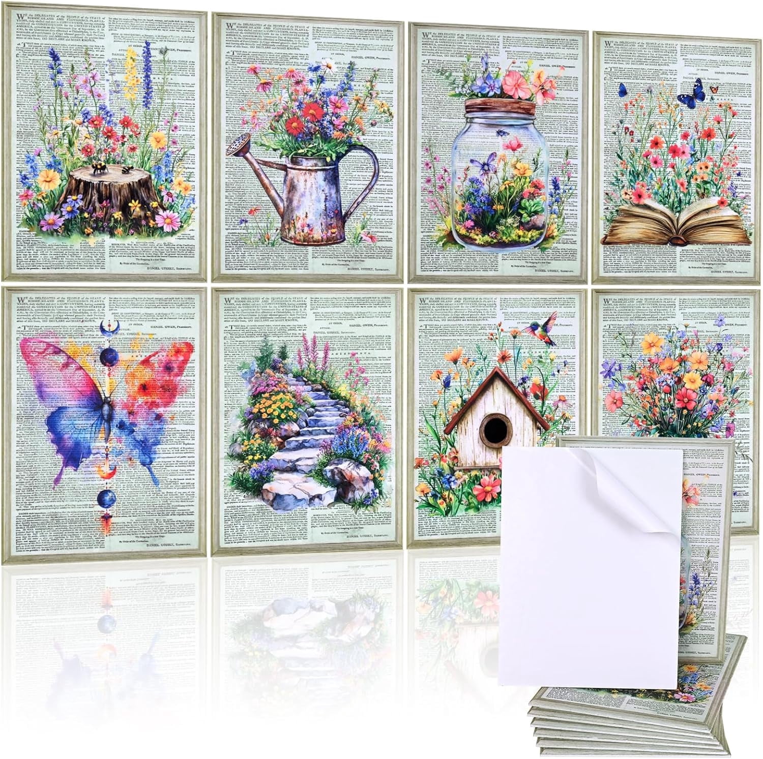 DAZLUTE 8 PCS Sound Proof Wall Panels Self-Adhesive ,48"X32" Acoustic Panels, Sound Absorbing Panels for Acoustic Treatment and Wall Decor(Watercolour Painting)