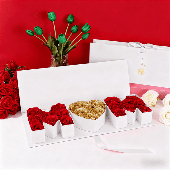 DAZLUTE Christmas Creative Mother's Day Gift Box Packaging Idea, Large Gift Boxes with Lids Gifts for Mom ,Fillable MOM Letter Shaped (White)