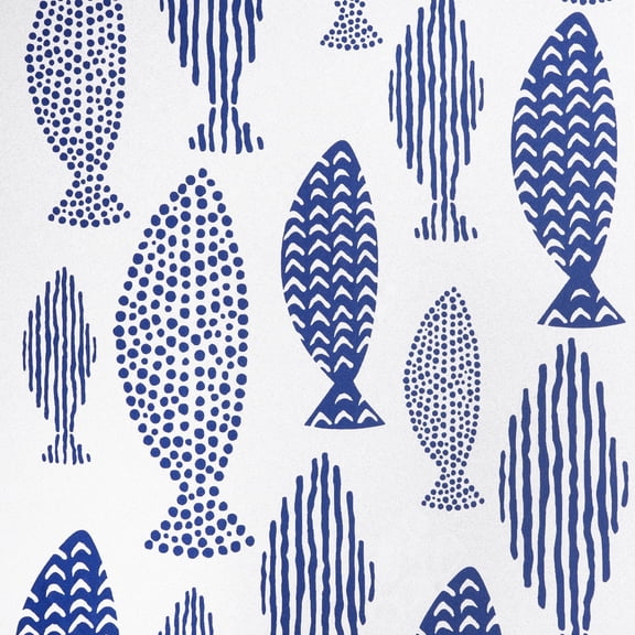 DAZLUTE Floral Peel and Stick Wallpaper, Blue Fish Wallpaper Self Adhesive Removable Wall Paper, 17.71" X 394"