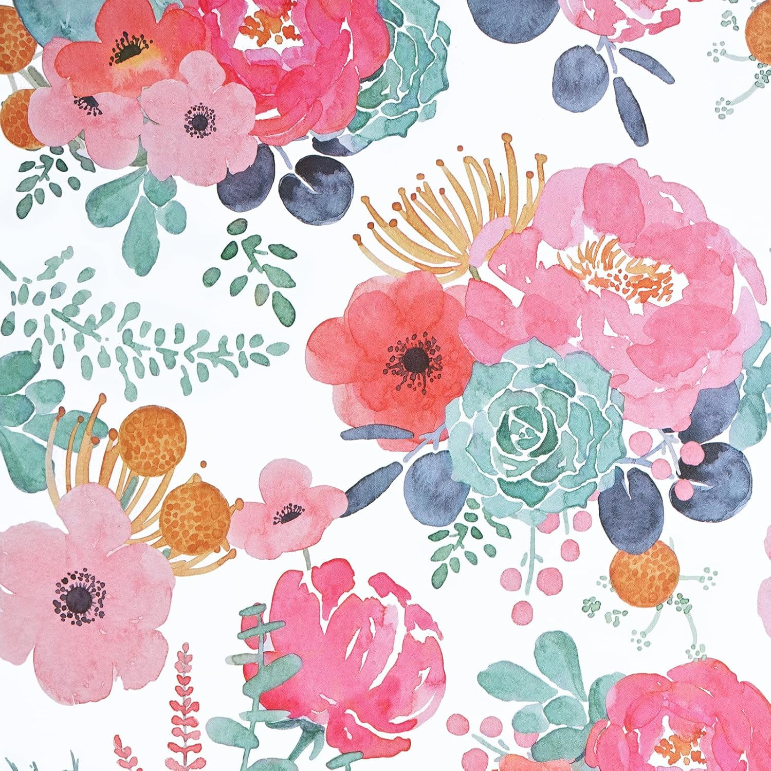Pink and Orange Watercolor Floral Vinyl- 812 Pink and Orange Watercolor Floral Vinyl- 812