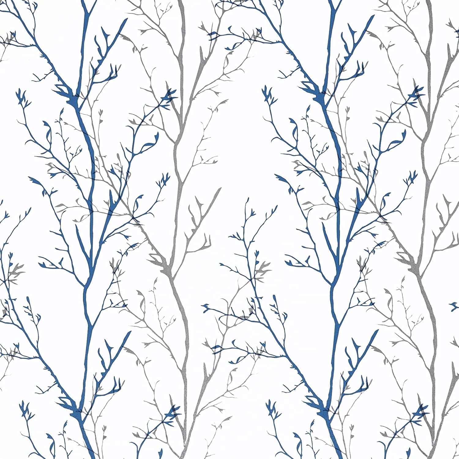 DAZLUTE Gray Blue, Branches Peel and Stick Wallpaper 17.71" x 1181"