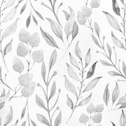 DAZLUTE Peel and Stick Wallpaper Floral Wallpaper Gray Leaf Self Adhesive Wallpaper,17.7 in x32.8 ft