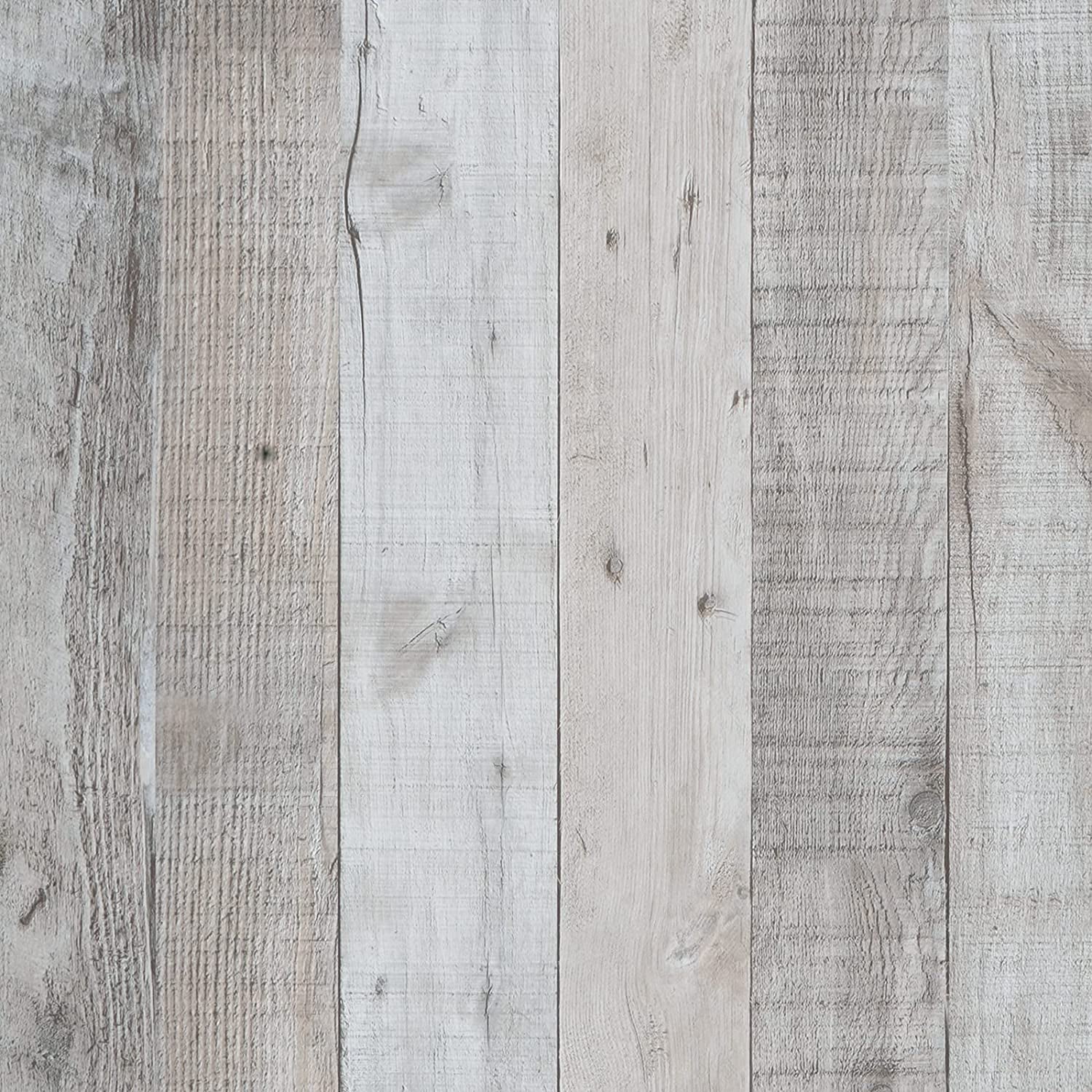 DAZLUTE Grey Wood Peel and Stick Wallpaper 17.71" x 394", Natural Wood Self Adhesive Wallpaper, Wood Plank Removable Contact Paper Wood