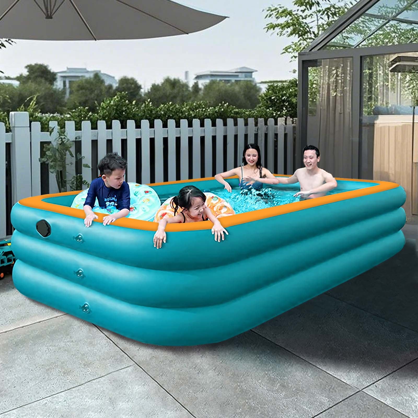 DAZLUTE Inflatable Pool, 71" X 51" X 22" Above Ground Pools, Kiddie Pool Thickened Blow up Swimming Pools Play Center for Kids Children Family Outdoor Garden Backyard