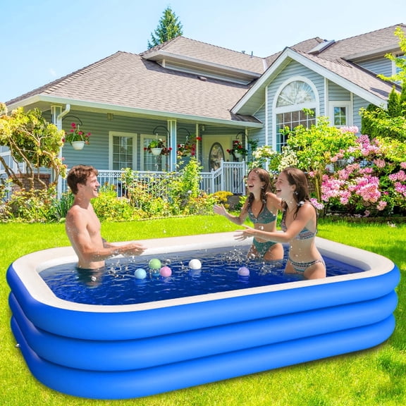 DAZLUTE Inflatable Swimming Pools, 83" x 55" x 22" Blow up Swimming Pools, Kiddie Pool Large Size Thickened Blow up Swimming Pools Play Center for Kids Children Family Outdoor Garden Backyard,Blue