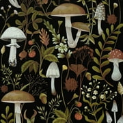 DAZLUTE Mushroom Floral Wallpaper Peel and Stick Wallpaper 17.7" x 590", Bohemian Removable Wallpaper,Self-Adhesive Vinyl Contact Paper for Bathroom Bedroom