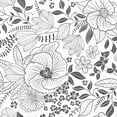 thumbnail image 1 of DAZLUTE Peel and Stick Removable Wallpaper White Black Floral Contact Paper Wallpaper,17.72" x 394", 1 of 8
