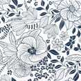thumbnail image 1 of DAZLUTE Peel and Stick Removable Wallpaper White Blue Floral Contact Paper Wallpaper,17.72" x 118", 1 of 8