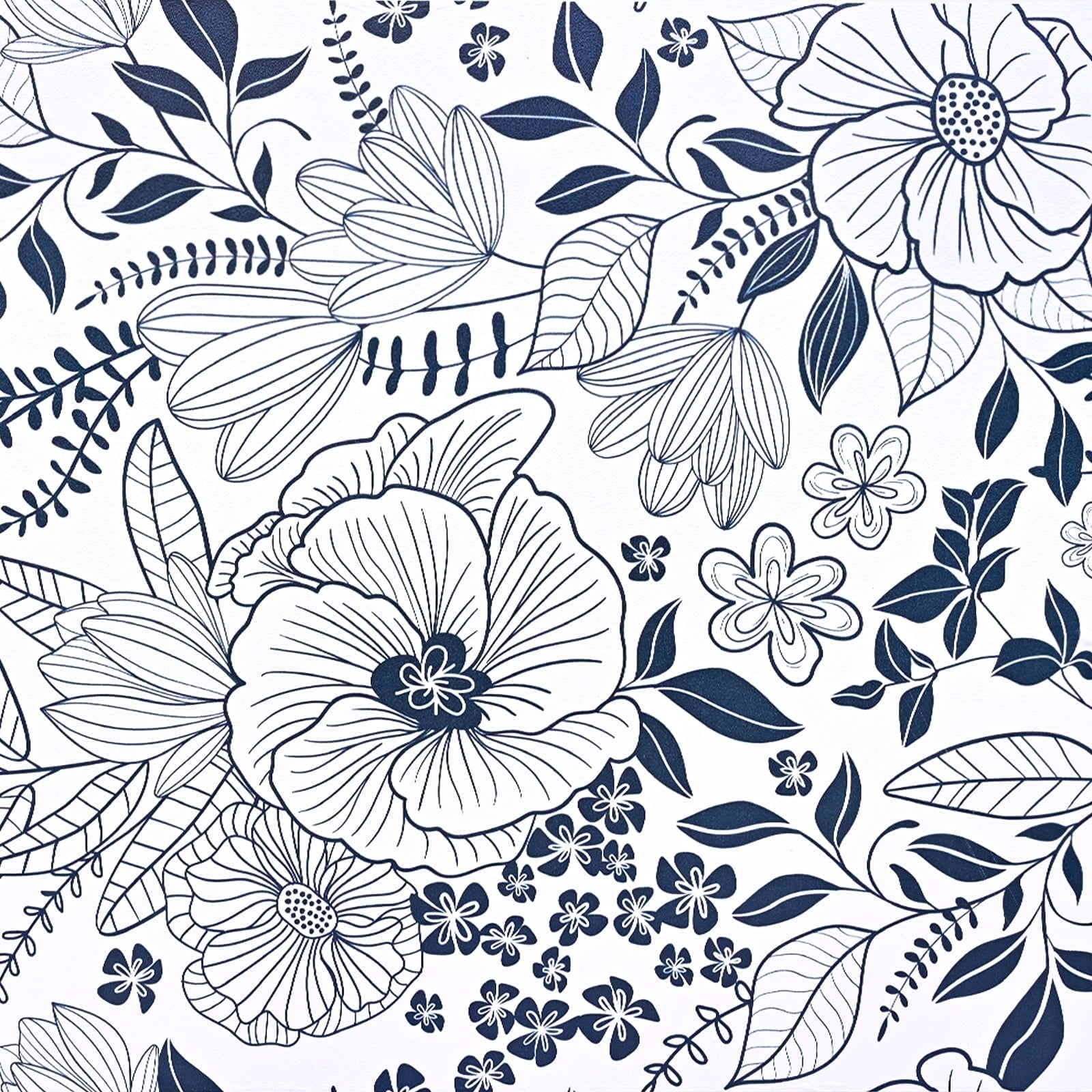 DAZLUTE Peel and Stick Removable Wallpaper White Blue Floral Contact Paper Wallpaper,17.72" x 394"