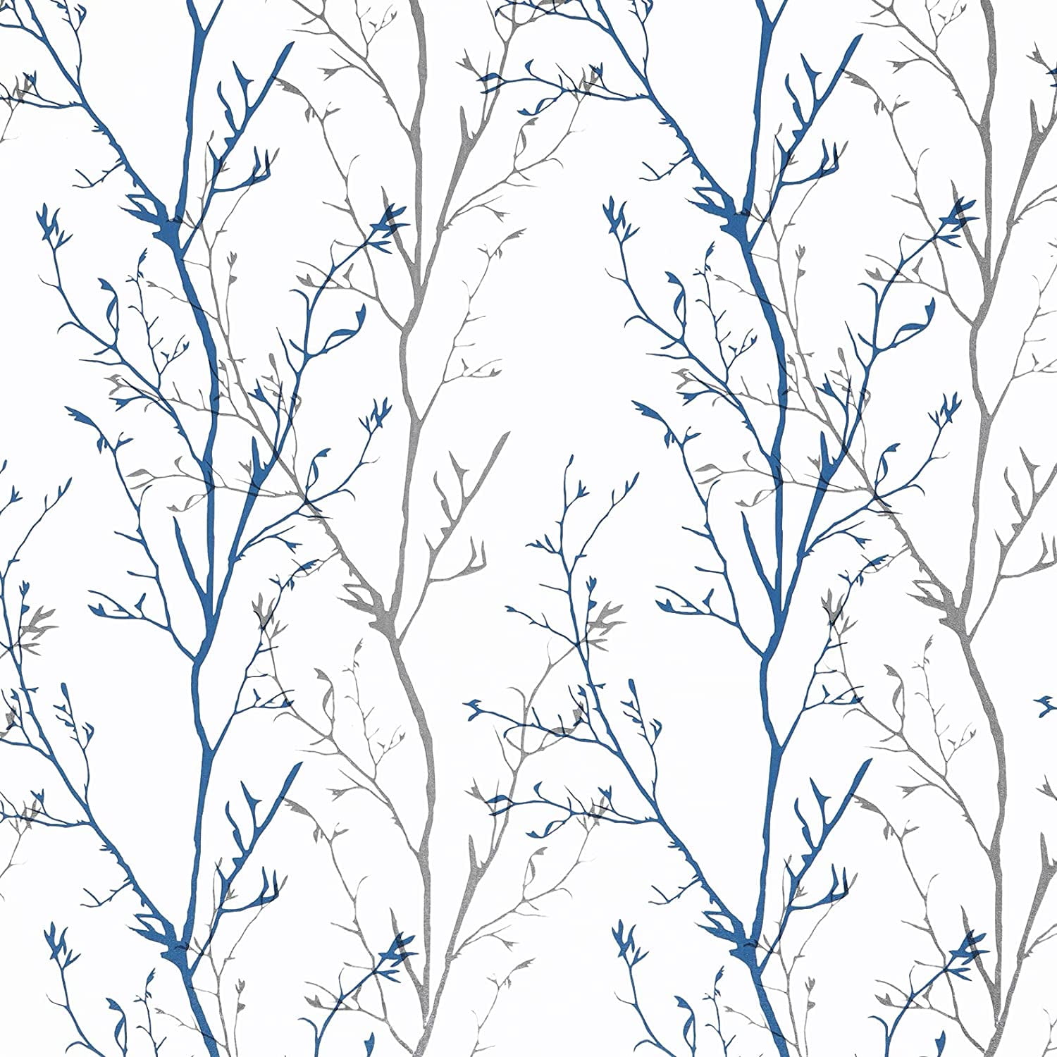 DAZLUTE Peel and Stick Wallpaper Blue Branch Self-Adhesive Wallpaper 17.7" x 118" Removable Contact Paper