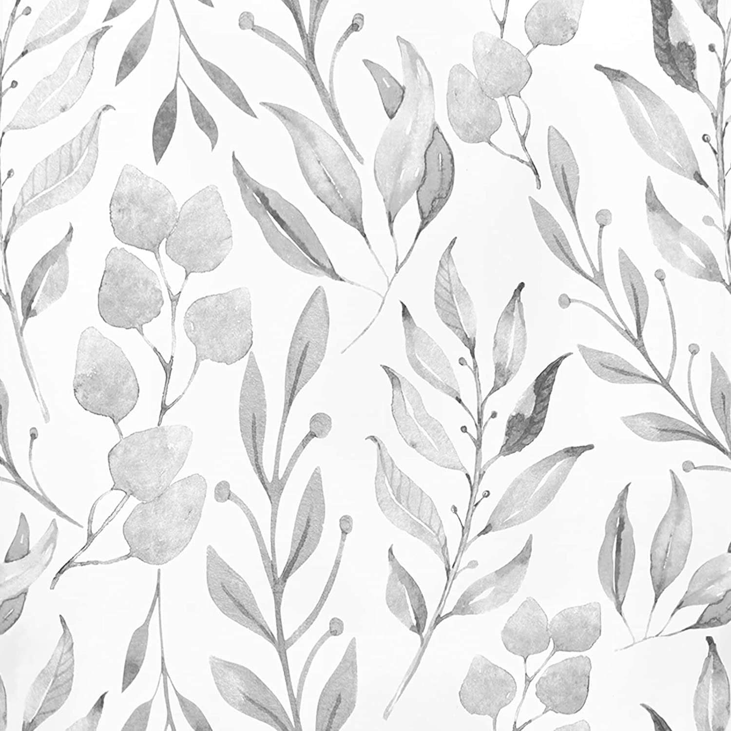 DAZLUTE Peel and Stick Wallpaper Floral Wallpaper Gray Leaf Self Adhesive Wallpaper,17.7 in x 590 in