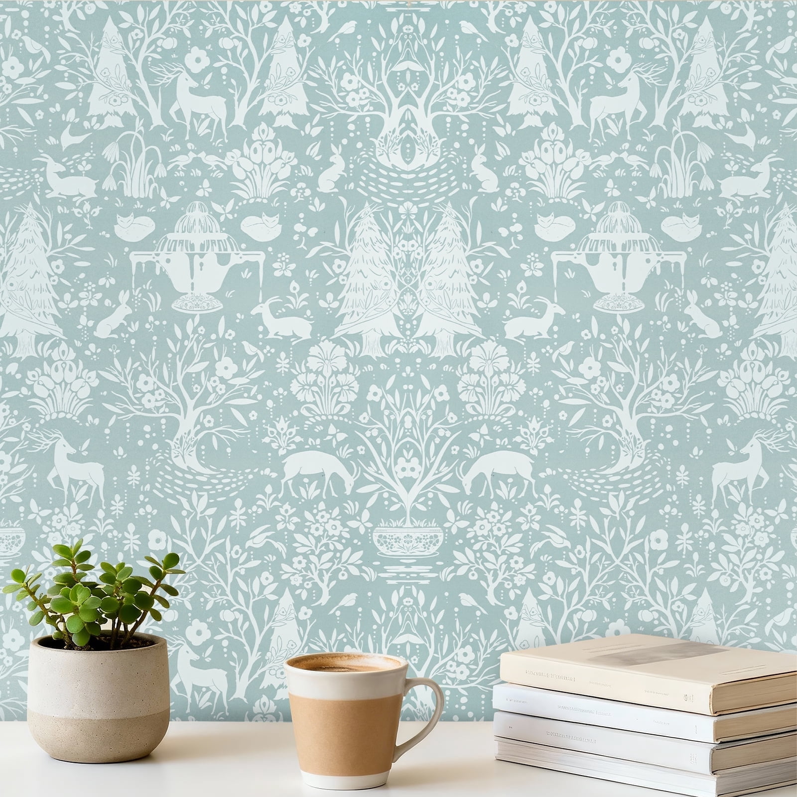 DAZLUTE Peel and Stick Wallpaper Forest Wallpaper Self Adhesive Removable Wallpaper Grey and White Contact Paper 17.71" x 394"