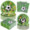 thumbnail image 1 of DAZLUTE 200pcs Soccer Paper Plates and Napkins Disposable Tableware Set for Soccer Themed Decorations, 1 of 9